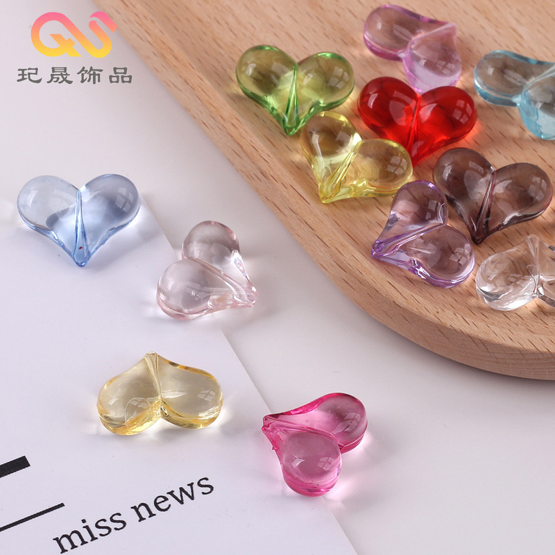 Transparent Colorful Medium Hole Peach Heart Beads DIY Bracelet Bracelet Lighting Bead Curtain Jewelry Accessories Material Loose Beads