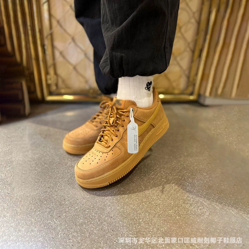 Nike Air Force 1, низкие пшеничные кроссовки, обувь, белые кеды