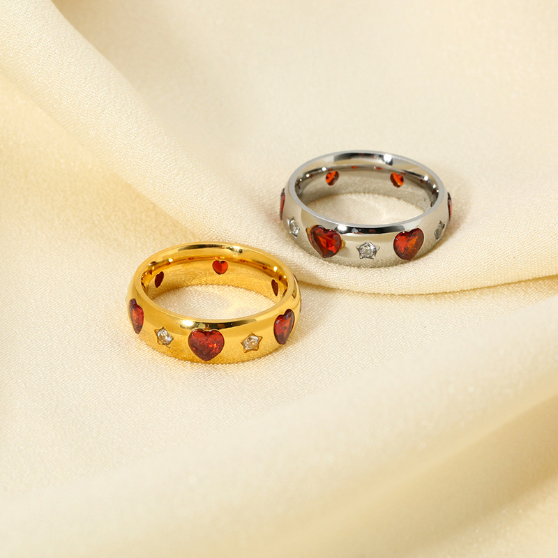 Joyería Al Por Mayor Estilo Simple Estilo Clásico Forma De Corazón Acero Inoxidable 304 Enchapado Anillos display picture 6