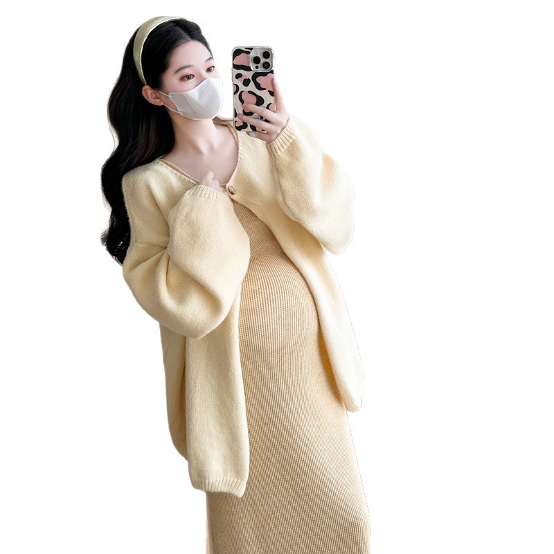 孕妇秋季套装潮妈新款时尚洋气孕妈穿搭连衣裙遮肚时髦两件套秋冬|undefined
