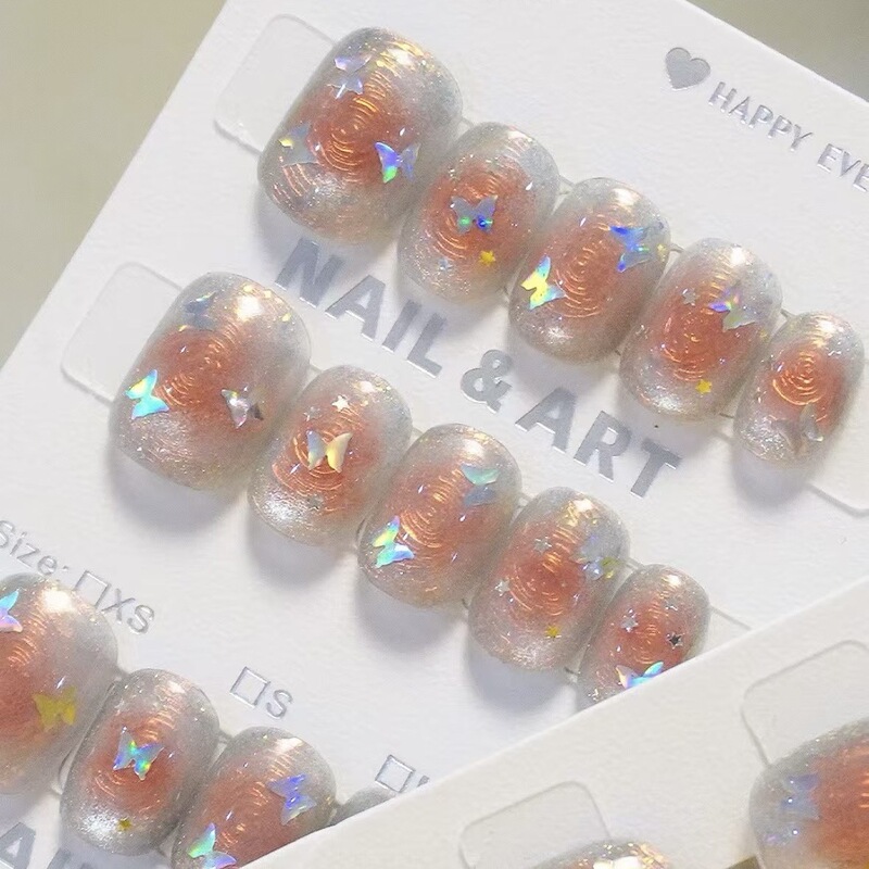 Han Li Han Qi Cute Simple Girl Heart All-match Wear Armor ins Atmosphere High-grade Nail Art Patch Butterfly