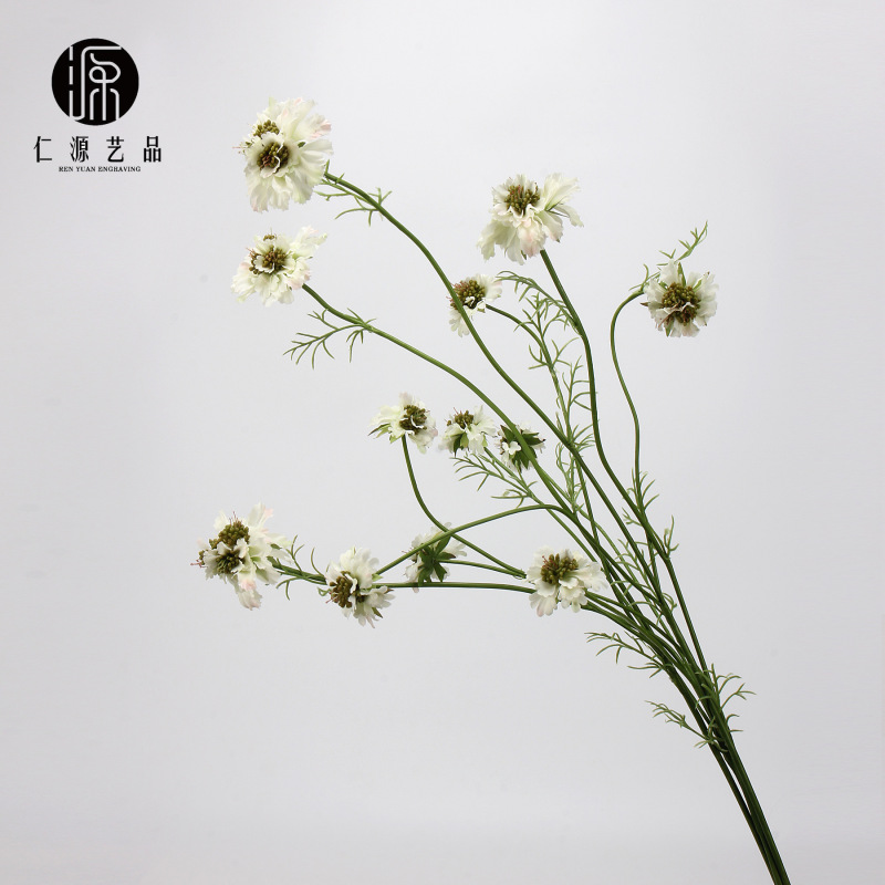 Simulated flower pine caterpillar grass pastoral style Persian chrysanthemum blue potted flower flower arrangement material home floral wedding table decoration Simulated flower pine caterpillar grass pastoral style Persian chrysanthemum blue potted flower flower arrangement material home floral wedding table decoration