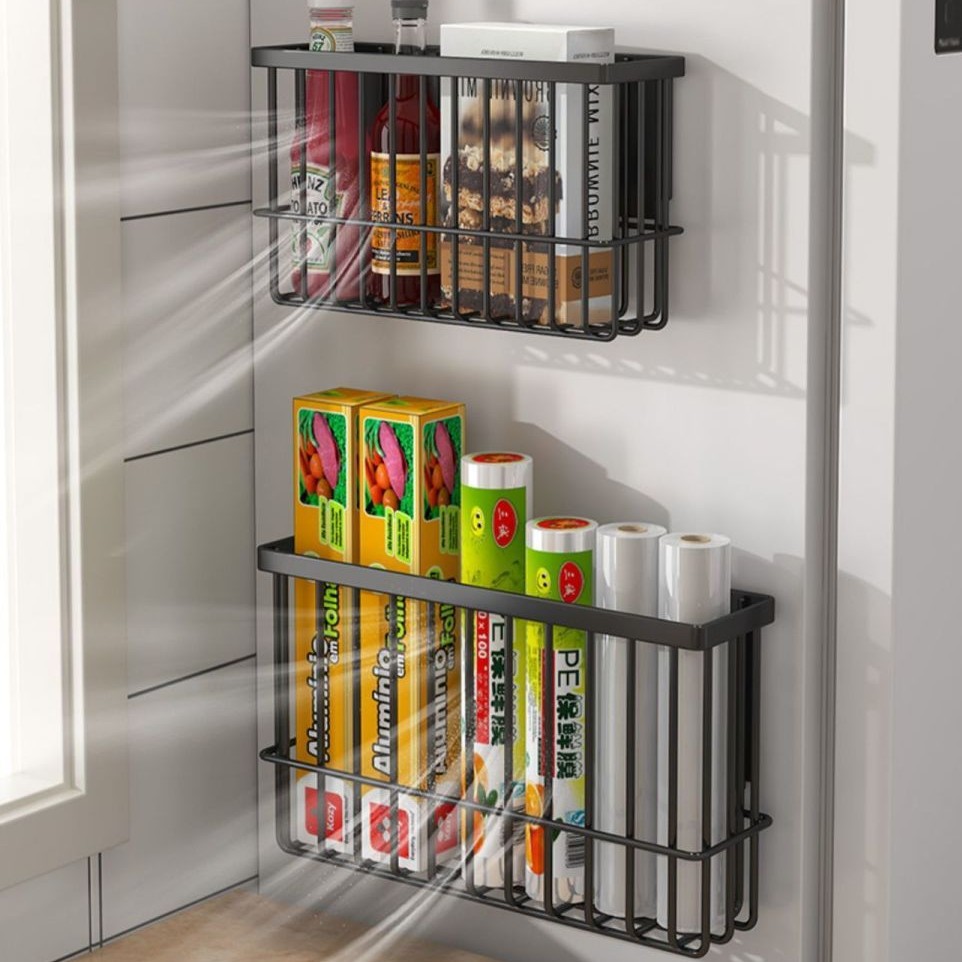 Refrigerator Storage Rack Side Storage Kitchen Gap Stiffing Artifact Fresh-keeping Bag Hanging Basket Entry Door Magnetic Storage