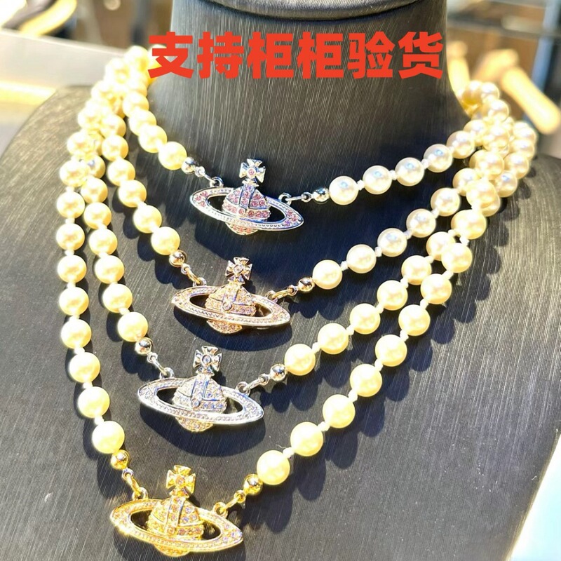 Empress Dowager S925 Silver Pearl Saturn Pearl Necklace Vivian Collar High Version Support Terminal Market