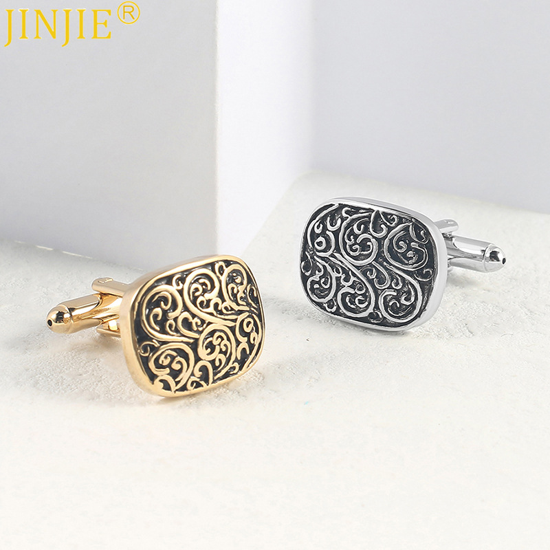Spot new high-grade retro Roman pattern enamel metal cufflinks foreign trade Men's French cufflinks wholesale