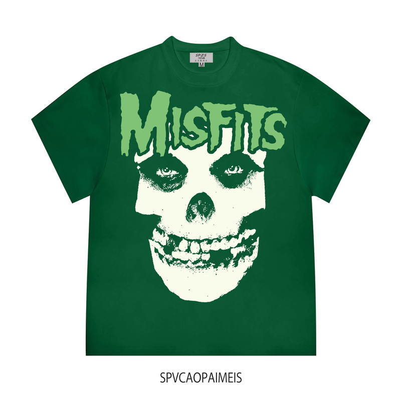 The Misfits Water Soil Unclear Band High Street Rock Punk Skull High-End Short-Sleeved Men's and Women's T-Shirts The Misfits Water Soil Unclear Band High Street Rock Punk Skull High-End Short-Sleeved Men's and Women's T-Shirts