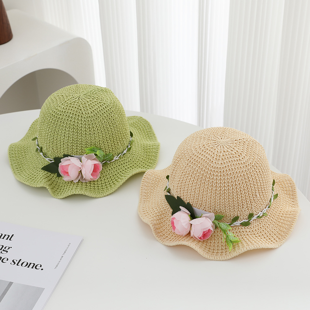 Kids Sun Hat Upf 50+ Wide Brim Straw Hat For Summer Beach_voghion.com