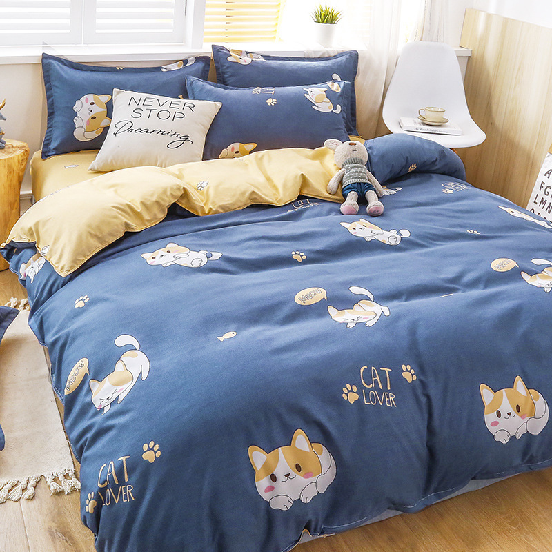 Juego de ropa de cama de algodón cepillado al por mayor para estudiantes, juego de cuatro piezas, funda de edredón de algodón con aloe vera, funda de edredón individual para dormitorio, juego de tres piezas. image 17
