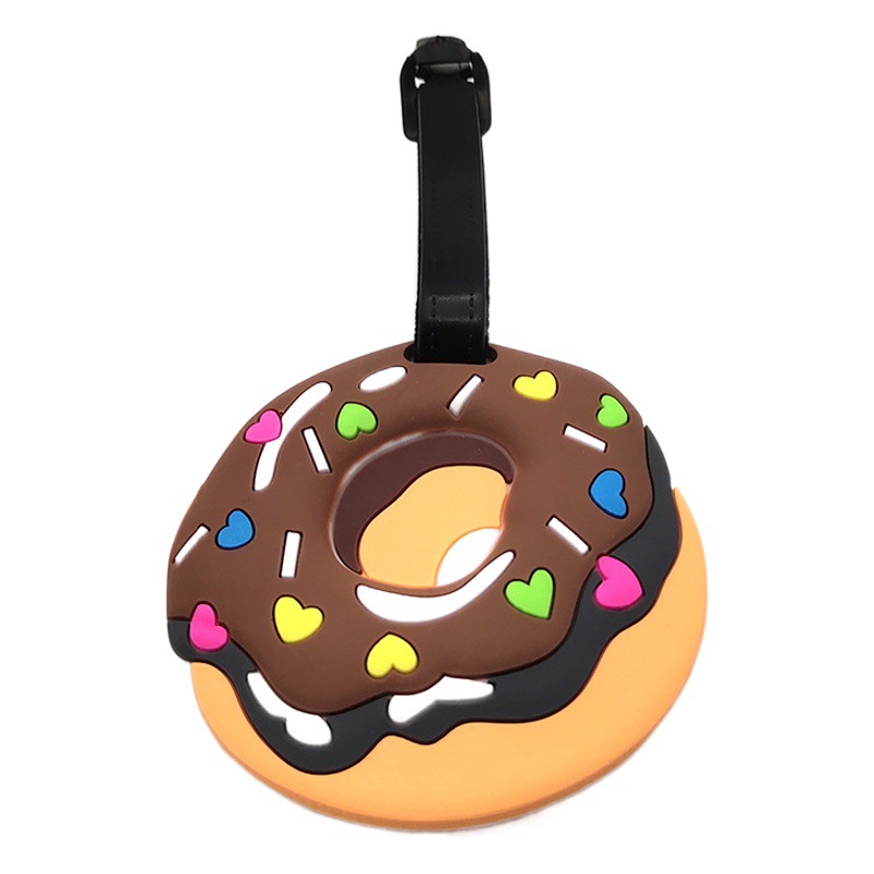 Creative cartoon fruit pineapple luggage tag advertising logo donut pattern silicone luggage boarding pass
