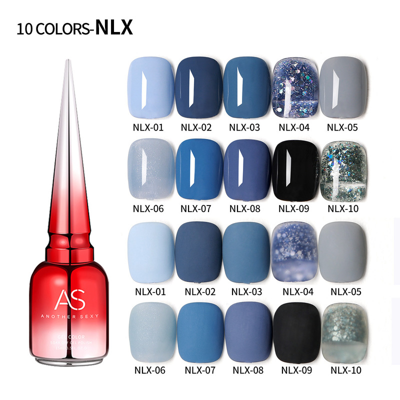 AS Nail Glue Naima Blue 2022 New Autumn and Winter Fashion Color Haze Blue Small Suit Cross-border Glue for Nail Art Shop