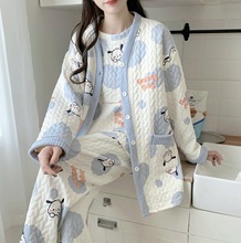 月子服秋冬款三件套加厚空气棉孕妇睡衣哺乳可外穿产后可调节家居