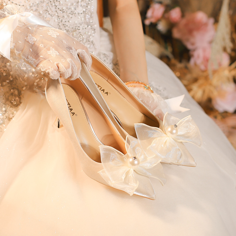 C758-60 Apricot New Banquet Shoes Bridesmaid Wedding Shoes Bridal Shoes Women's High Heels Main Wedding Dress Not Tired Feet Flats C758-60 Apricot New Banquet Shoes Bridesmaid Wedding Shoes Bridal Shoes Women's High Heels Main Wedding Dress Not Tired Feet Flats