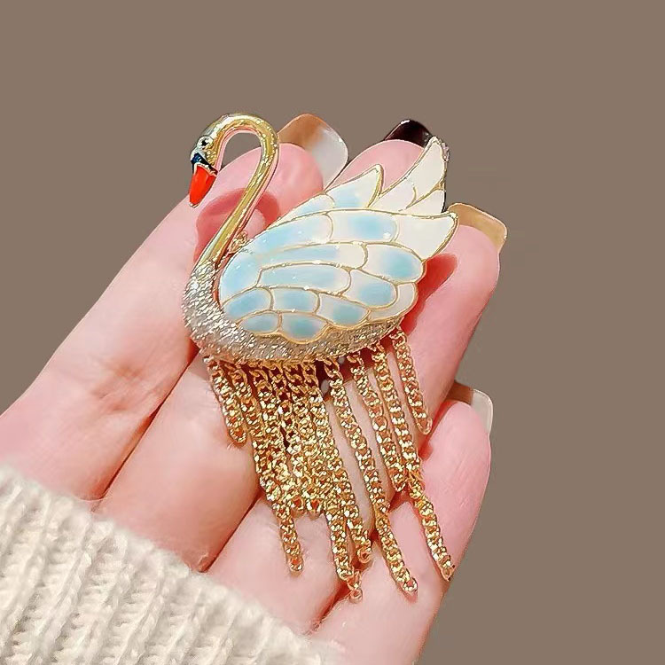 중국 스타일 백조 술 브로치 우아한 동물 핀 새로운 에나멜 세트 자켓 코르세이지 액세서리