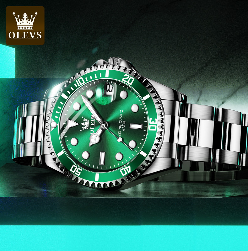 Herren Quarzuhr Olysys Grün Wasserabweisend Modisches Design_voghion.com