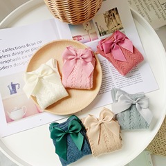 夏季薄款西風蝴蝶結網眼移圈兒童中筒襪女童可愛鏤空童襪公主襪子