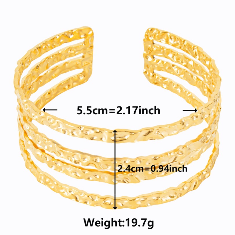 18K Gold Plated Plating Material Simple Style Solid Color 304 Stainless Steel 18K Gold Plated Bangle In Bulk