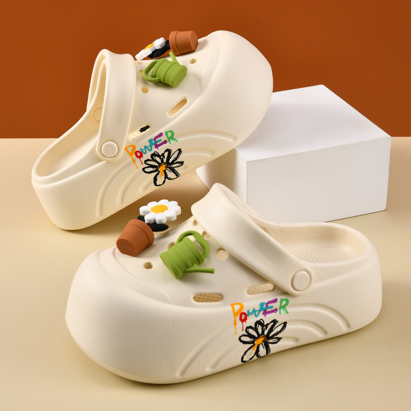 Women's Summer Outdoor Clogs with Cute Daisy Design, High-End Eva Thick-Soled Non-Slip Wear-Resistant Camping Slippers
