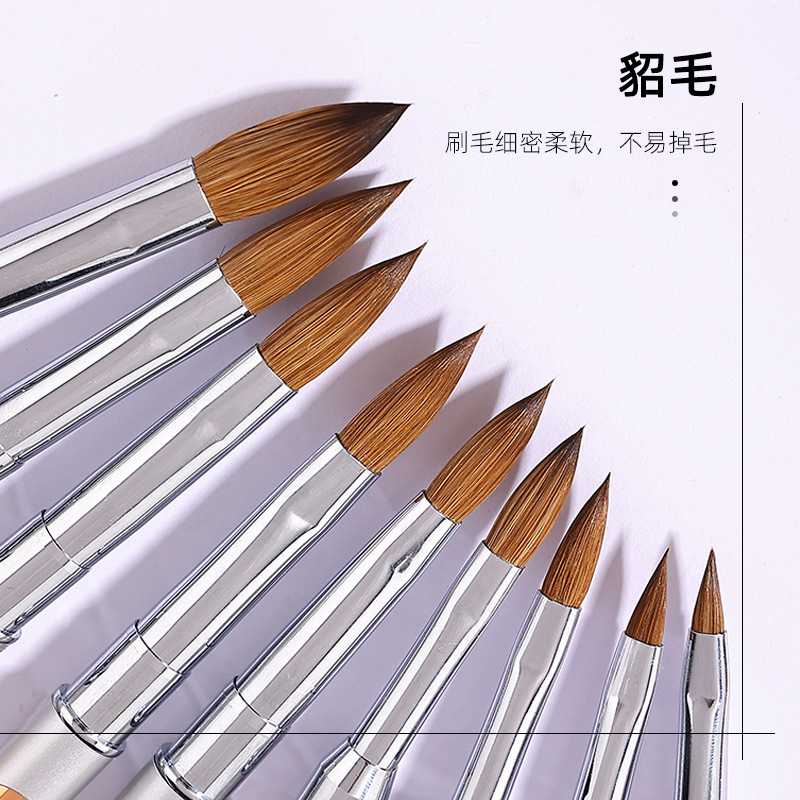 Suministro transfronterizo de cepillo de uñas Kolinsky clavo de cristal pluma de pelo de visón 99.9% cepillo de uñas talla de pluma al por mayor