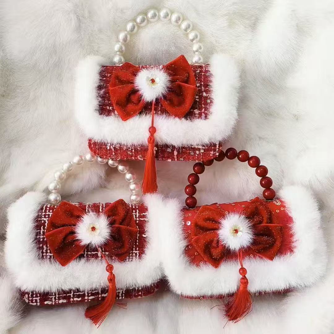 2024 niños Año Nuevo bolso de Año Nuevo niñas bolso de Año Nuevo rojo princesa Aisha bolso de mano de horno oblicuo mochila de niñas