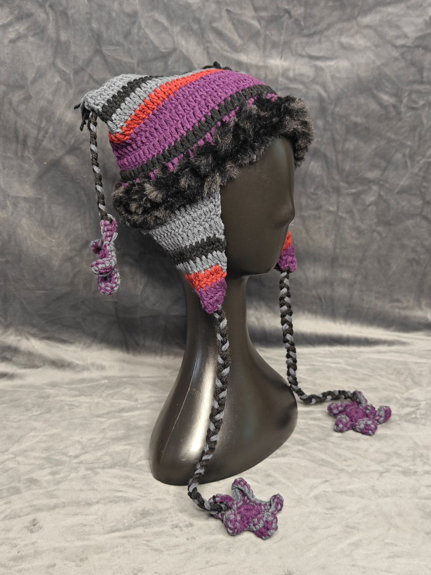 Hersteller Großhandel Little Devil Gestreifte handgestrickte Kreuzbordüre Xiaohongshu Gleiche Katzenohren Stern Hut Japanisch Einfach_voghion.com