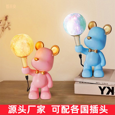 Gloomy Moon Table lamp Cartoon Little Bear Decoration ins Hearts bedroom Children&#39;s Room decorate Bedside lamp