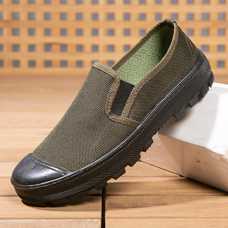 Nuevos zapatos de liberación antideslizante de los hombres zapatos de entrenamiento antideslizante zapatos de trabajo de construcción de sitio de trabajo zapatos de lona transpirables zapatos de protección laboral