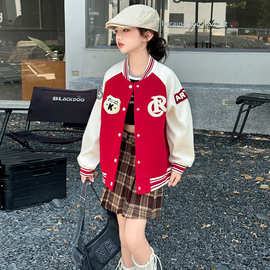 女童棒球服外套2026新款中大童春季学院风运动休闲夹克上衣