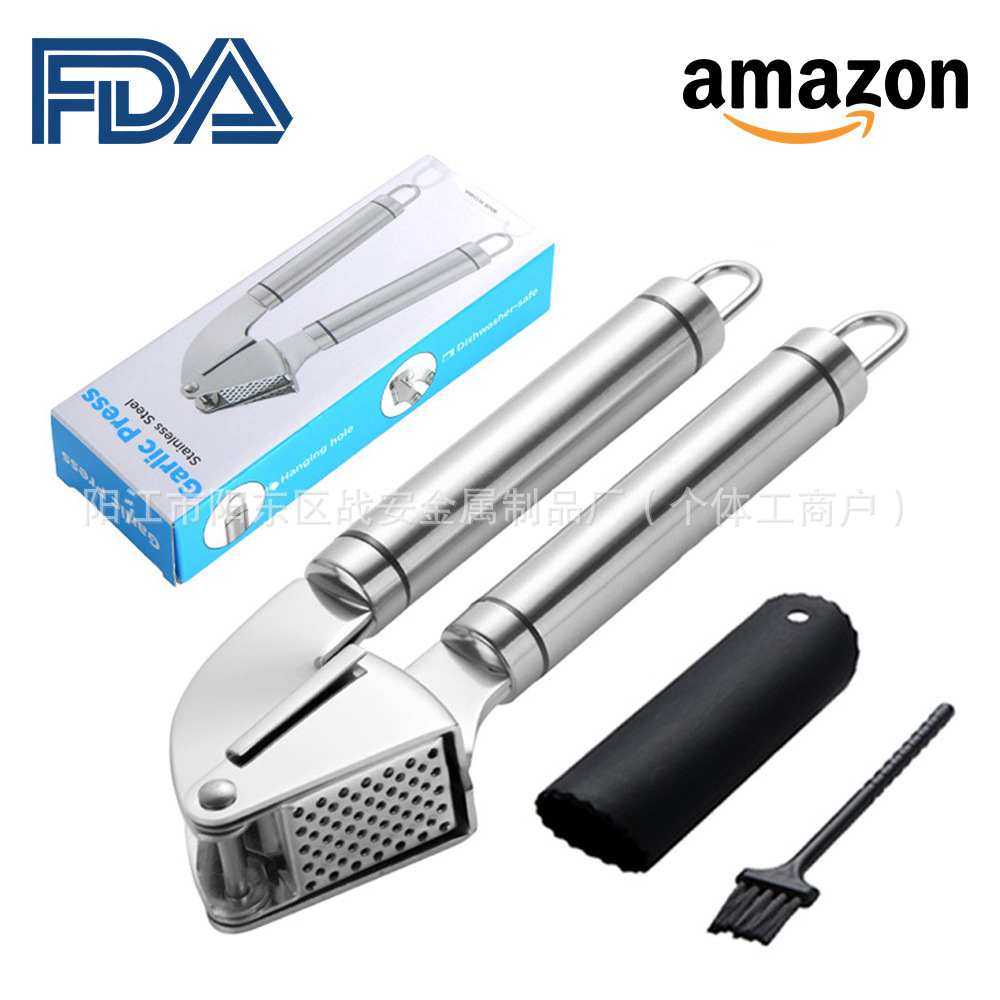 304 Stainless Steel Garlic Press, Garlic Press, Overall 304 Material, Polished Mirror Finish Garlic Press