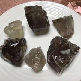 天然茶水晶原石扩香石 矿物标本摆件 无火香薰原石鱼缸装饰造景