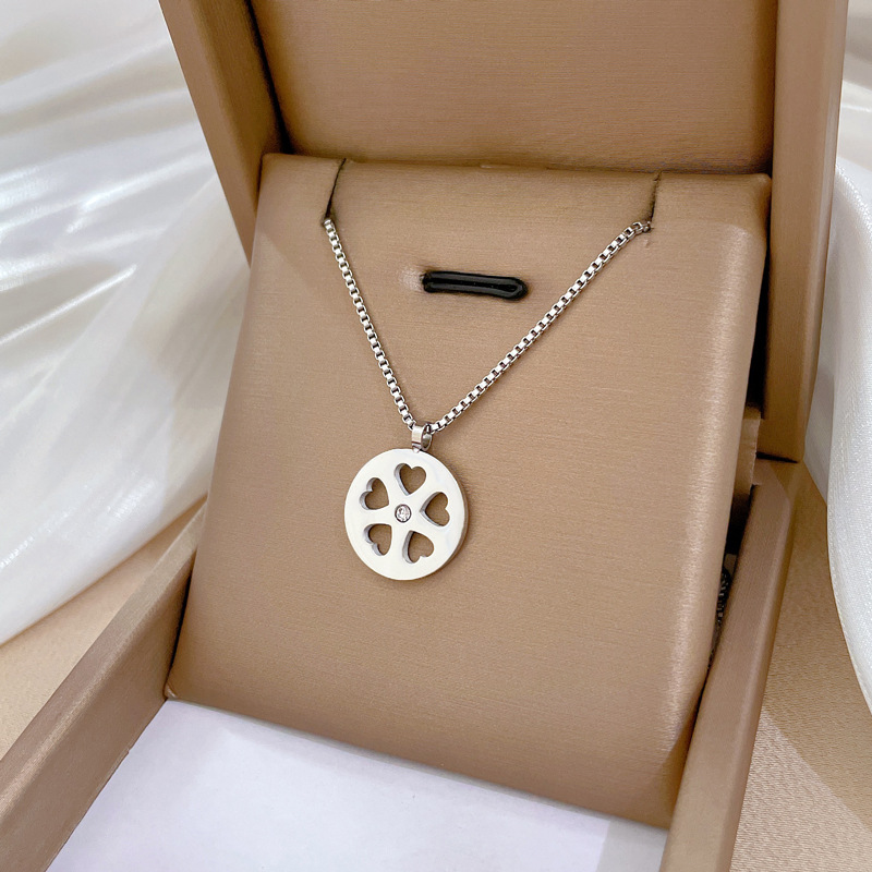 Gold Necklace Round Flower Minimalist Collarbone Chain For Women_voghion.com