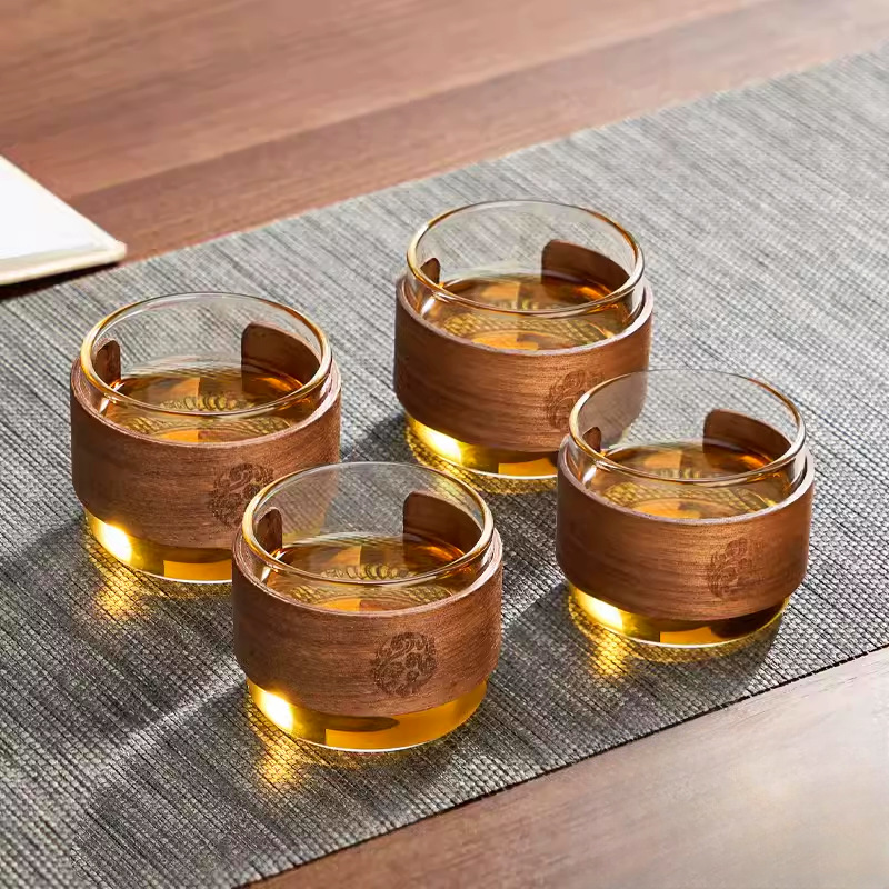 Taza de té de vidrio conjuntos de taza de té de kung fu resistente a altas temperaturas a prueba de quemaduras Taza de té doméstica comercial taza de té pequeña taza de té
