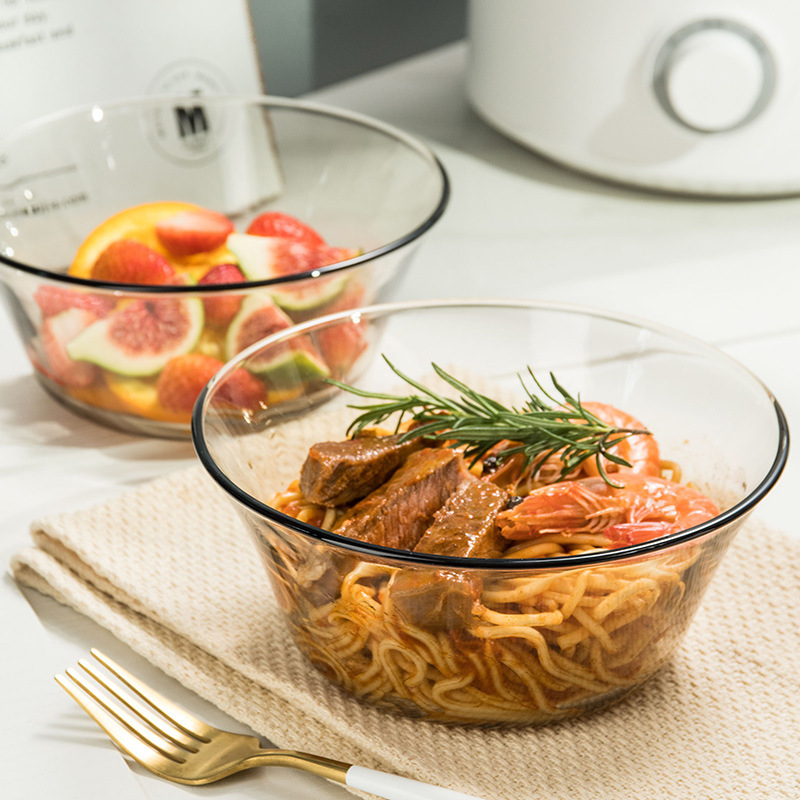 French Household Heat-Resistant Glass Bowl 2 Fruit Bowl Salad Bowl Eating Rice Bowl Soup Bowl Instant Noodle Bowl Yan Lingzhi