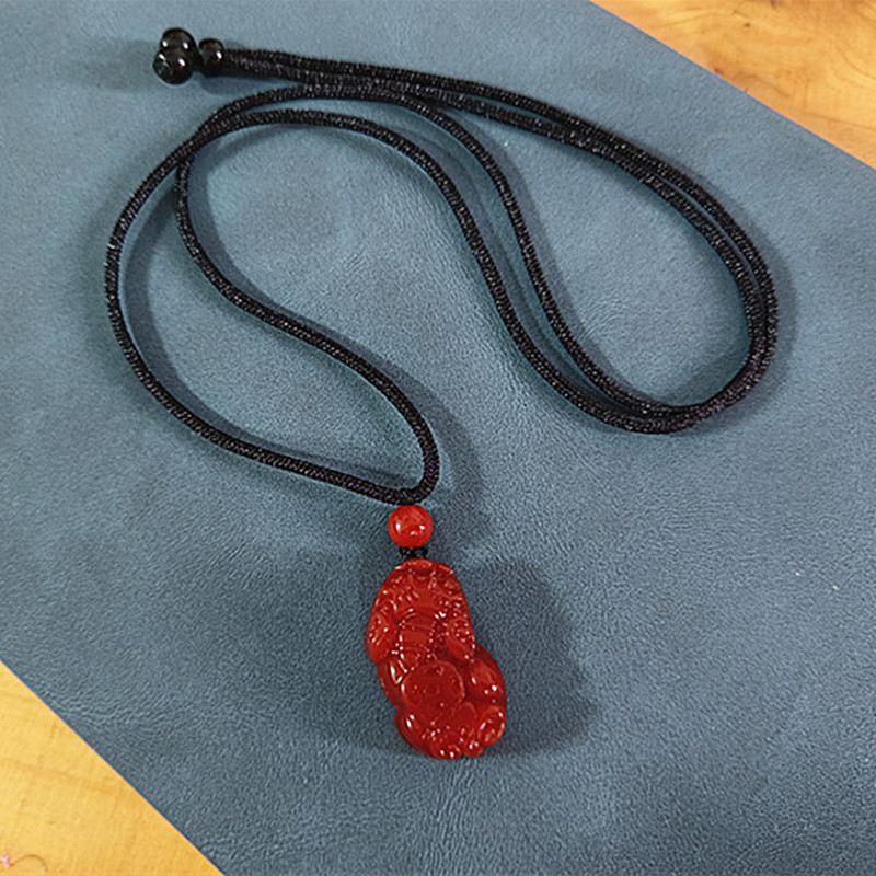 검은 밧줄로 용감한 빨간 마노 (27*15mm)