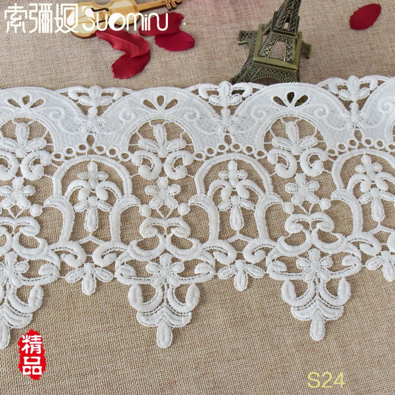 新款水溶牛奶丝条码大花边 精品复古中国风刺绣花边 汕头厂家直销