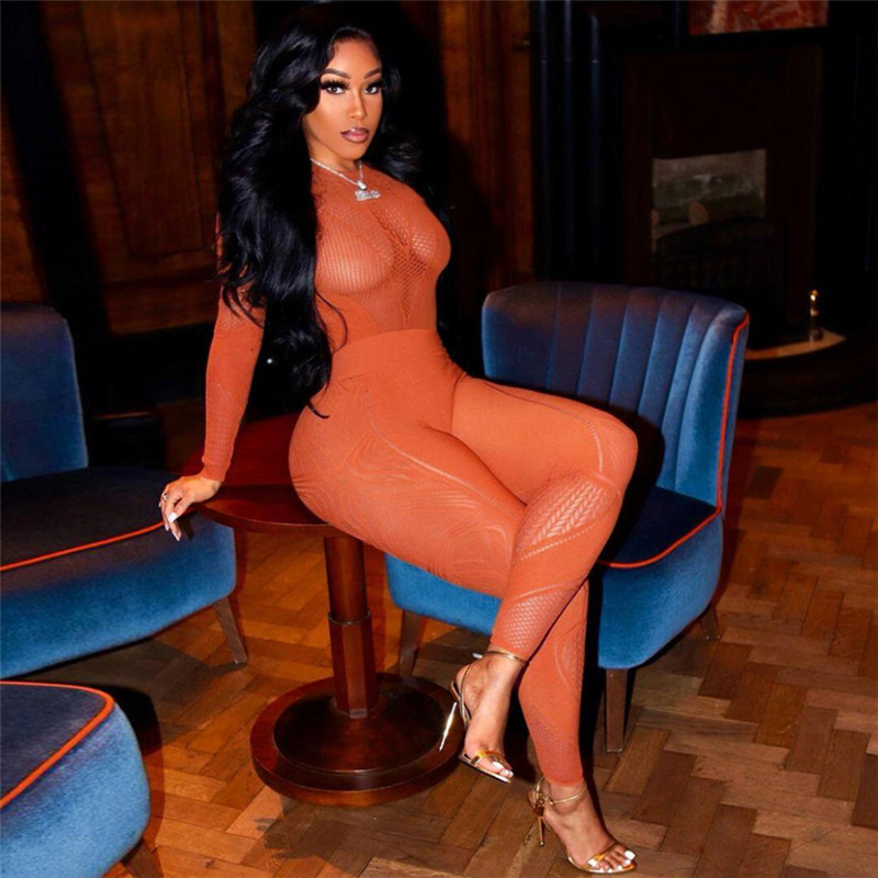 Feng – combinaison Sexy en Jacquard ajouré pour femme, tricotée, taille haute, serrée, nouvelle collection été 2024_voghion.com