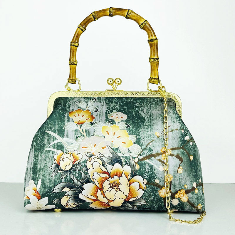 Cheongsam bag Handbag Handbag Crossbody bag Fashion temperament Antique mouth gold bag Cheongsam bag Bamboo joint_voghion.com