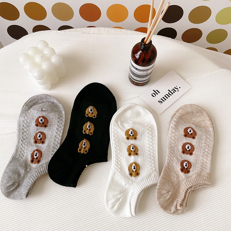Fashion Socks Thin Socks Little Bear Bow Invisible Cotton Socks display picture 2