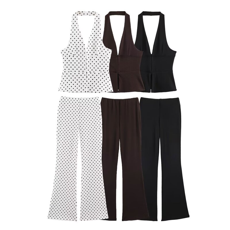 Taop&Za Women's Clothing 2026 Summer New Style Elastic Halter Neck Top 3644325 Flared Pants 3644324 Taop&Za Women's Clothing 2026 Summer New Style Elastic Halter Neck Top 3644325 Flared Pants 3644324