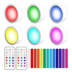 Ice Hockey 13-Color Variable Battery-Powered Dimmable Closet Kitchen Lighting Press Wireless LED Touch Light