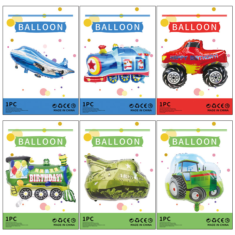 Herramientas de transporte globo de película de aluminio embalaje independiente camión de bomberos ingeniería vehículo avión juguete para niños globo de película de aluminio al por mayor
