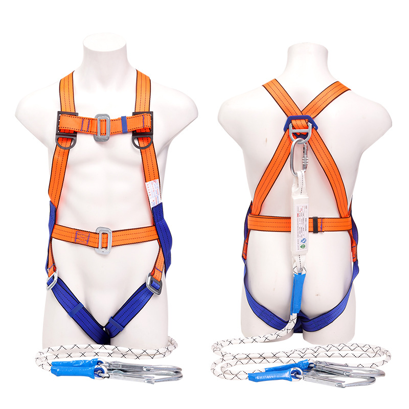National Standard Full-Body Five-Point Safety Harness for Electricians, Cushioned Three-Point Half-Body Double-Hook Safety Harness for High-Altitude Work