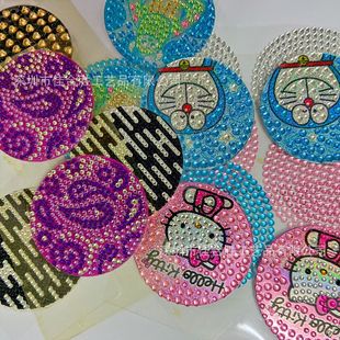 Pattern cute round cartoon printing stickers with adhesive rhinestone rhinestone rhinestone environmental protection Crystal acrylic Diamond stickers