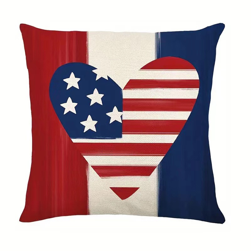 2024 nueva serie de funda de almohada del día de la independencia lino estilo americano funda de almohada cuadrada decoración de atmósfera de vacaciones image 7