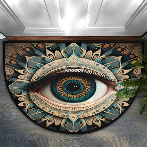 Cross-border Bohemian Half-Circle Crystal Velvet Doormat—Easy-to-Care-For Decorative Floor Mat for Entryway and Doorway, Non-Slip