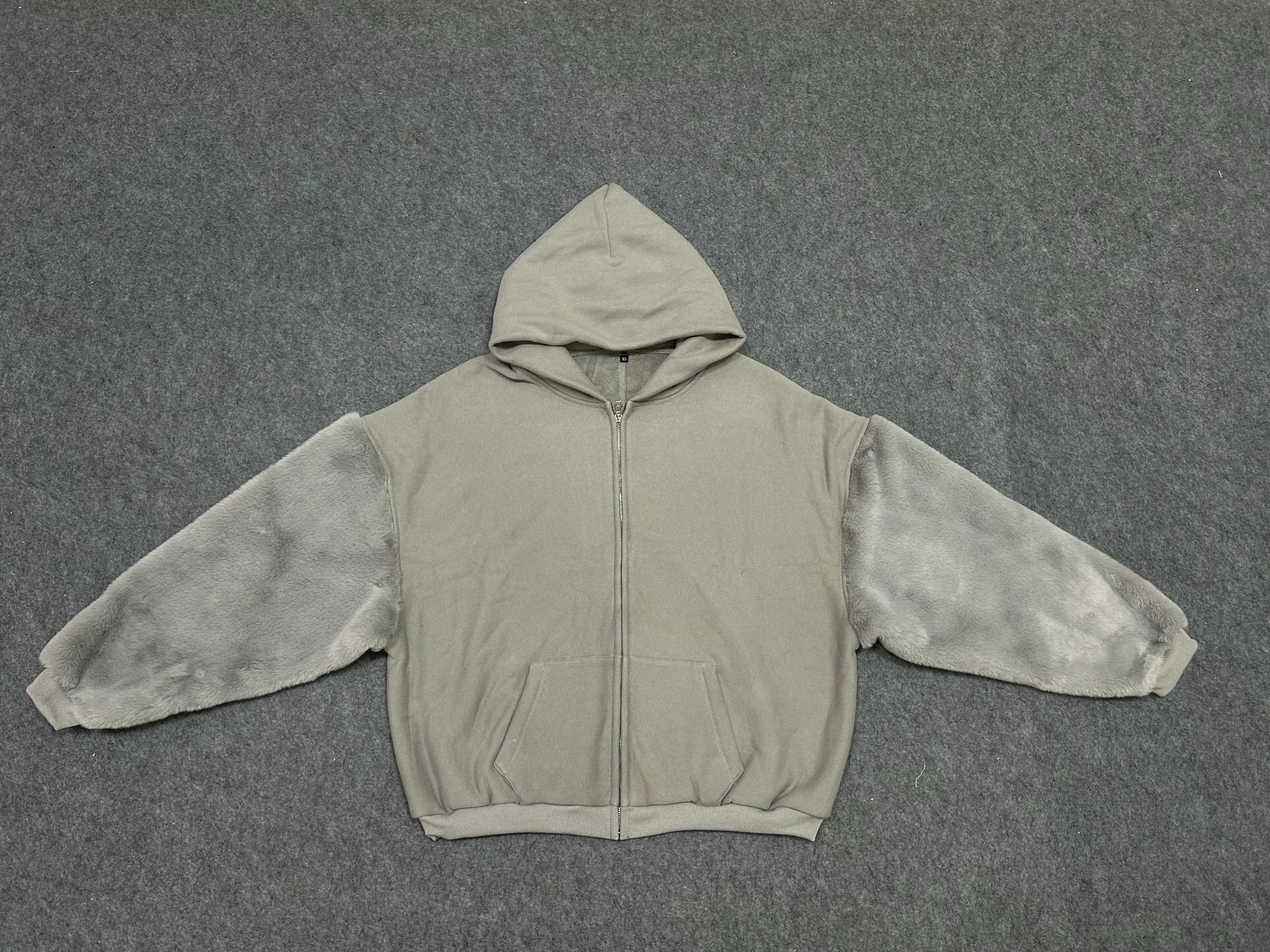 Winter Hooded Fleece lined Furry Sleeves Sweatshirt Women Idle Casual Loose Sleeve Length Cardigan Outerwear Top