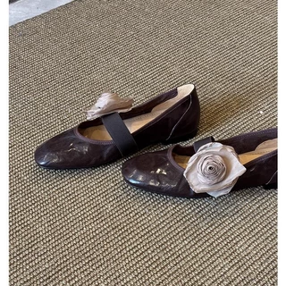 【现货】法式平底花朵浅口单鞋女春秋季新款晚晚鞋百搭玛丽珍女鞋
