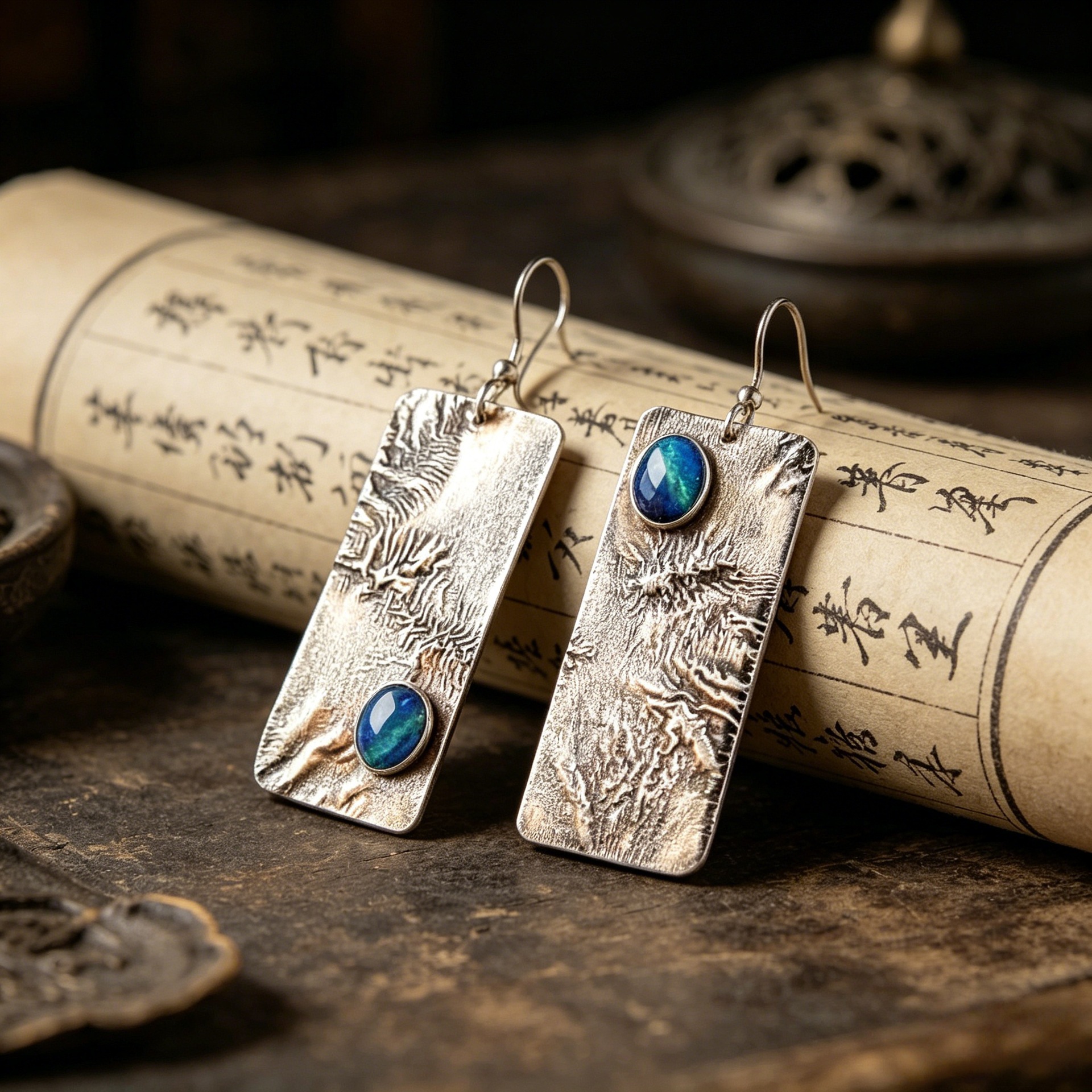 earrings with zircon