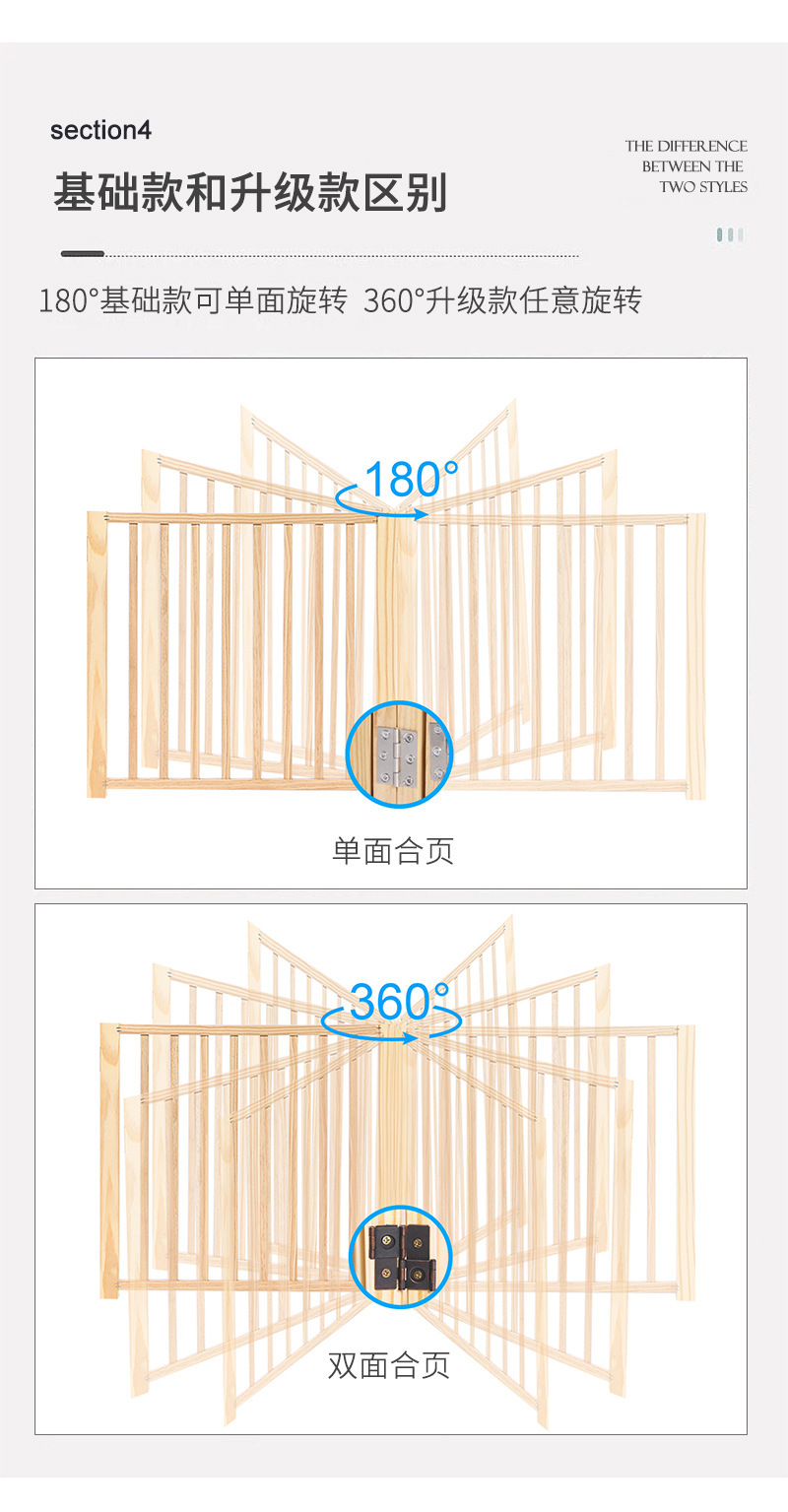 宠物围栏实木多功能狗狗围栏耐用安全可折叠自由组合围栏宠物门栏详情5