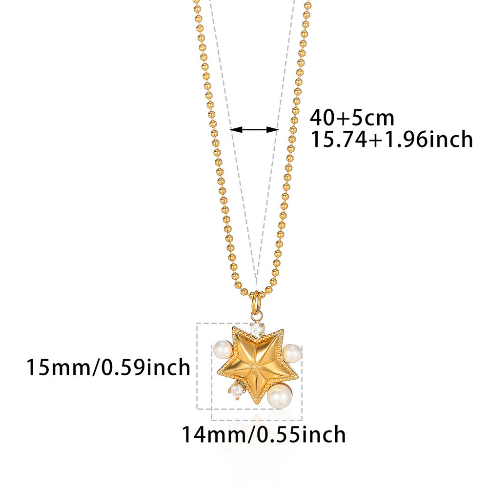 Carré Star Fleur Style IG Acrylique Perle Zircon Acier Inoxydable 304 Pendentif Incruster Fermeture À Boucle De Type Homard display picture 8
