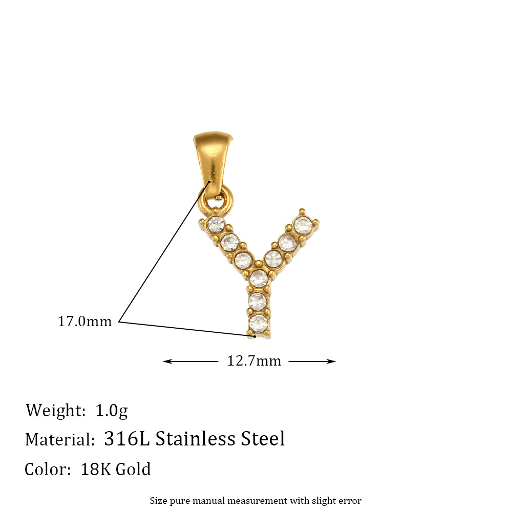 1 Piece Simple Style Letter Stainless Steel Plating Inlay Pendant Jewelry Accessories display picture 2